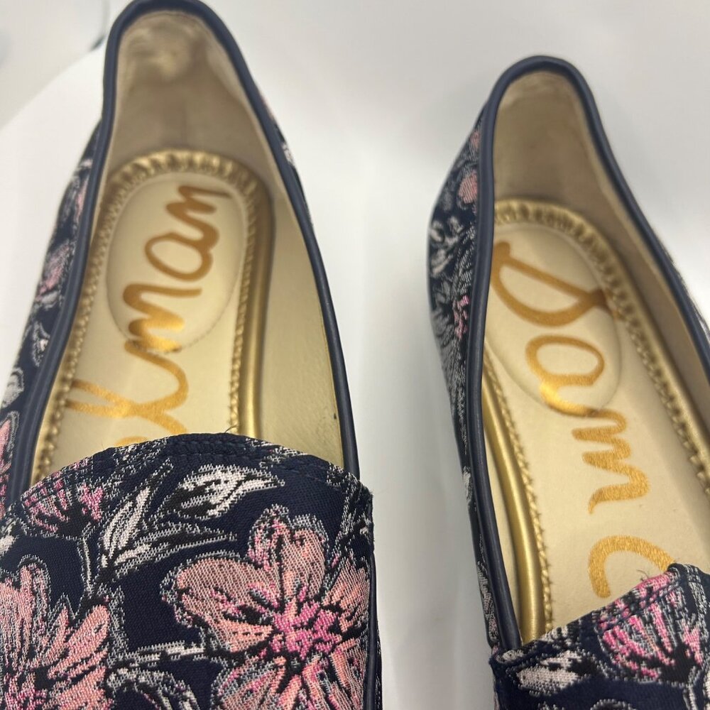 Sam Edelman Leon Moe Toe Embroidered Floral Print Blue & Pink Loafers- Size 9.5 - Picture 6 of 10